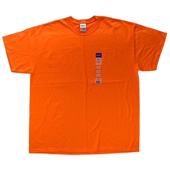 NWT Gildan Mens XL Ultra Cotton T-Shirt Short Sleeve Tee Preshrunk Safety Orange - Picture 2 of 9